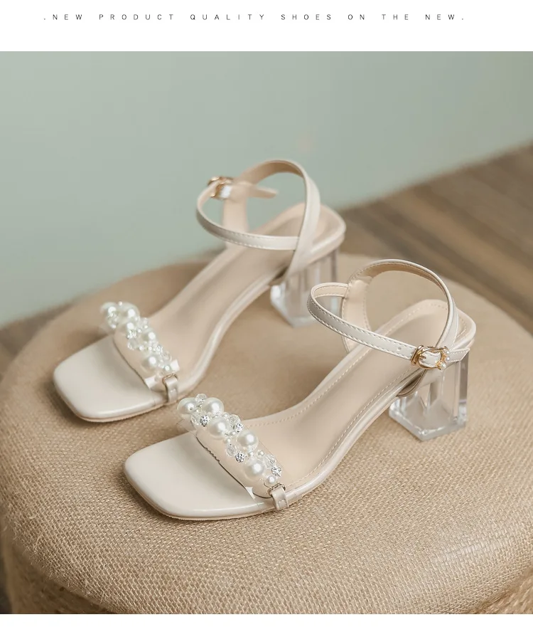 Women's Summer Fashion Sandals with Pearl High Heels & Crystal Slides - Trendy Transparent Slippers for Girls, 2026 Style showcase 12