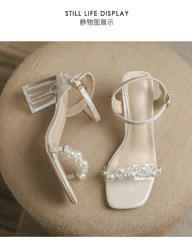 Women's Summer Fashion Sandals with Pearl High Heels & Crystal Slides - Trendy Transparent Slippers for Girls, 2026 Style showcase 14