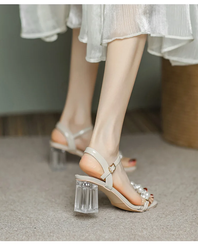 Women's Summer Fashion Sandals with Pearl High Heels & Crystal Slides - Trendy Transparent Slippers for Girls, 2026 Style showcase 16