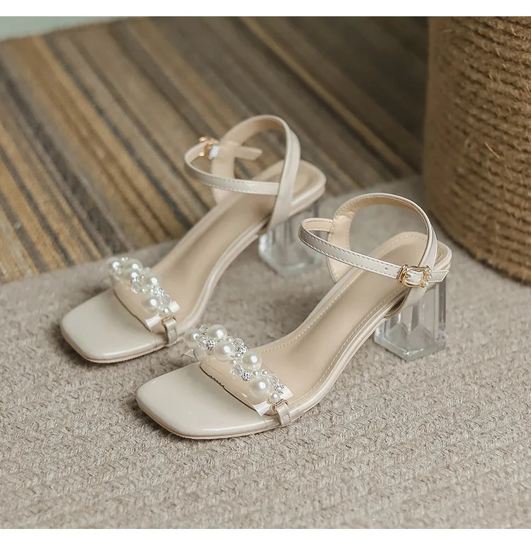 Women's Summer Fashion Sandals with Pearl High Heels & Crystal Slides - Trendy Transparent Slippers for Girls, 2026 Style showcase 18