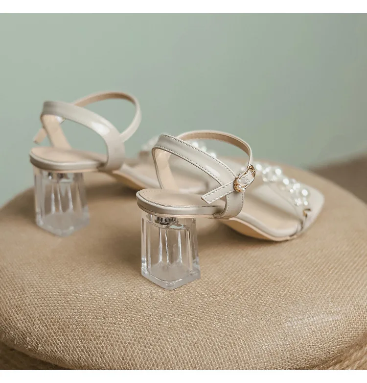 Women's Summer Fashion Sandals with Pearl High Heels & Crystal Slides - Trendy Transparent Slippers for Girls, 2026 Style showcase 19