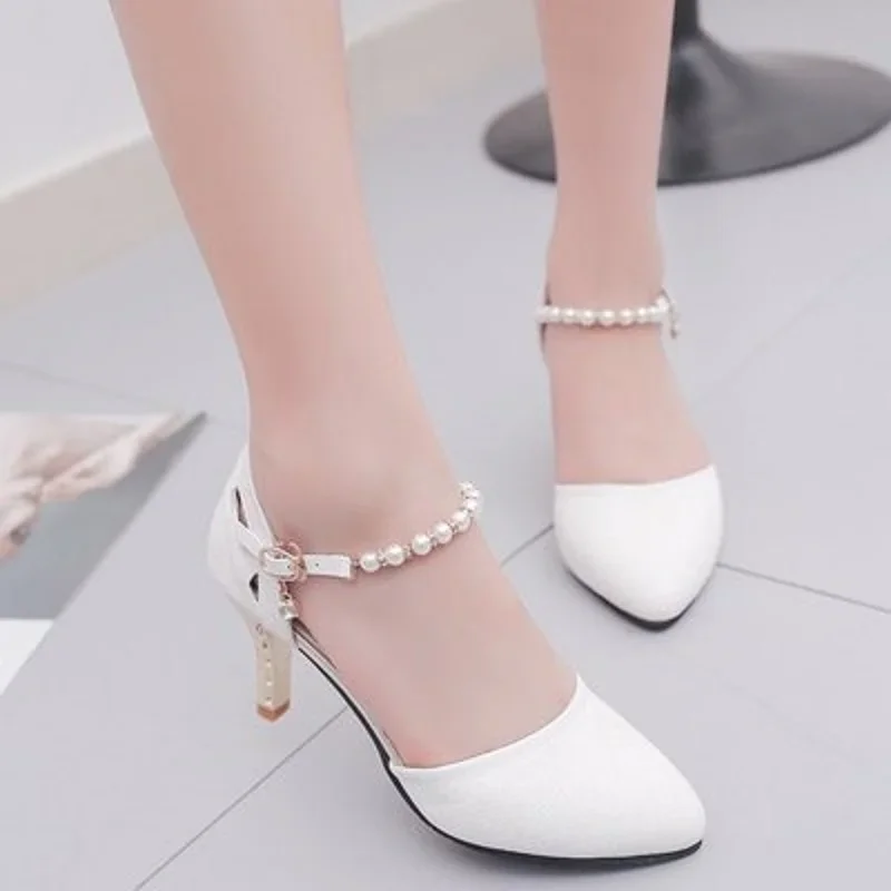 Elegant White PU Leather Stiletto Heel Pumps for Women - Comfortable Fashion Shoes for Office, Career, and Casual Street Style - Spring/Summer Collection thumbnail 3