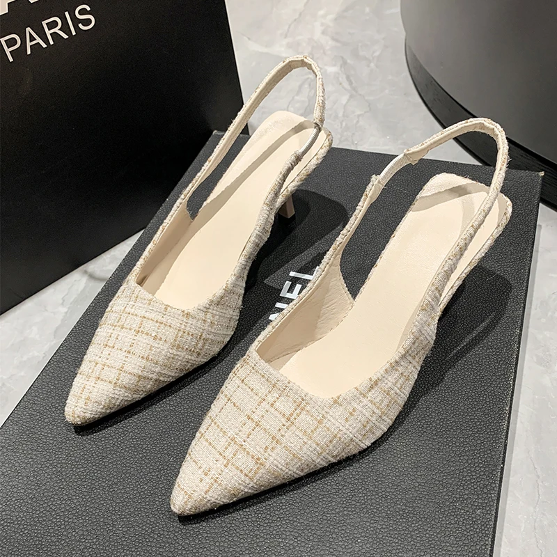 Women's Sea Salt Blue Pointed High Heel Sandals - Fashionable Back Hollow Half Headed Single Shoes for Versatile Casual Wear showcase 6