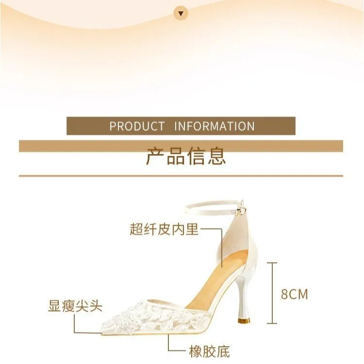 Women's Crystal Toe Sandals 2026: Sexy Rhinestone Strap Pointed High Heels for Nightclubs & Weddings - Elegant White Single Shoes thumbnail 2