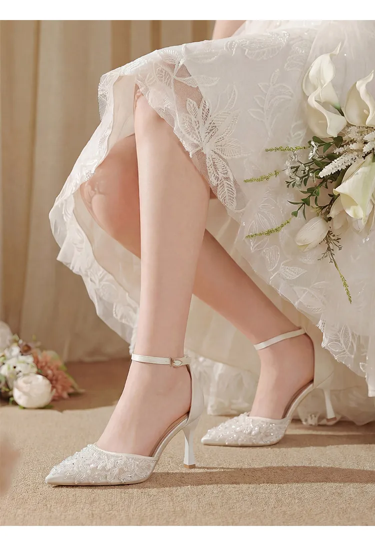Women's Crystal Toe Sandals 2026: Sexy Rhinestone Strap Pointed High Heels for Nightclubs & Weddings - Elegant White Single Shoes showcase 8