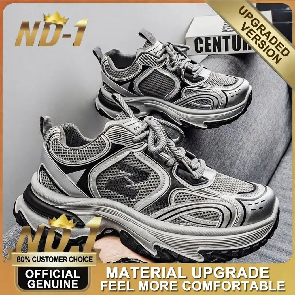 Men's Metallic Silver Chunky Platform Sneakers Breathable Mesh Urban Streetwear Dad Shoes with Anti Slip Sole showcase 1