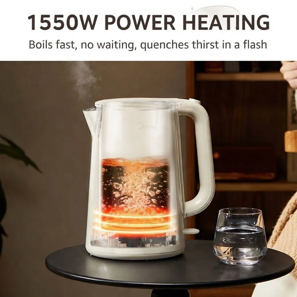 Midea 1.5L/1.7L Electric Kettle | 304 Food-Grade Stainless Steel Seamless Liner | 1500W Fast Boil with Auto Shut-Off & Boil-Dry Protection | Durable Integrated Household Water Boiler showcase 3