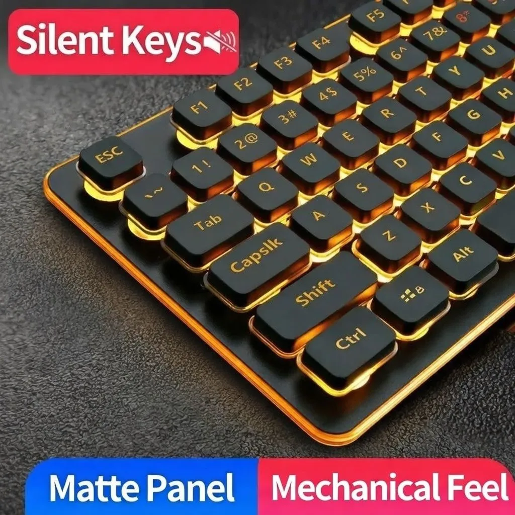 Langtu Silent Wireless/Wired Keyboard – Mechanical Feel Backlit Keyboard for Laptop, Tablet, Office Typing