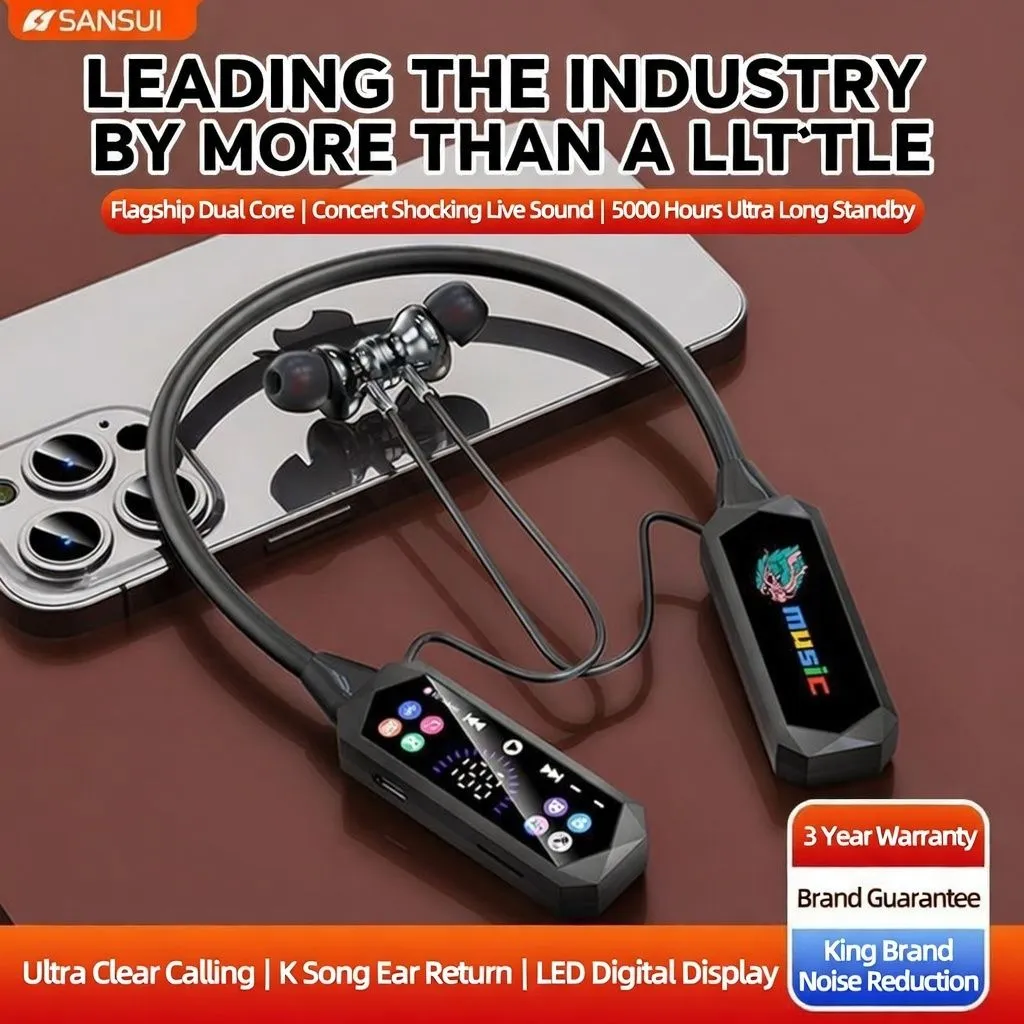 Shanshui KA1 Wireless Bluetooth Neckband Earphones – Noise Cancelling Sports Headphones with TF Card, Long Battery Life thumbnail 1