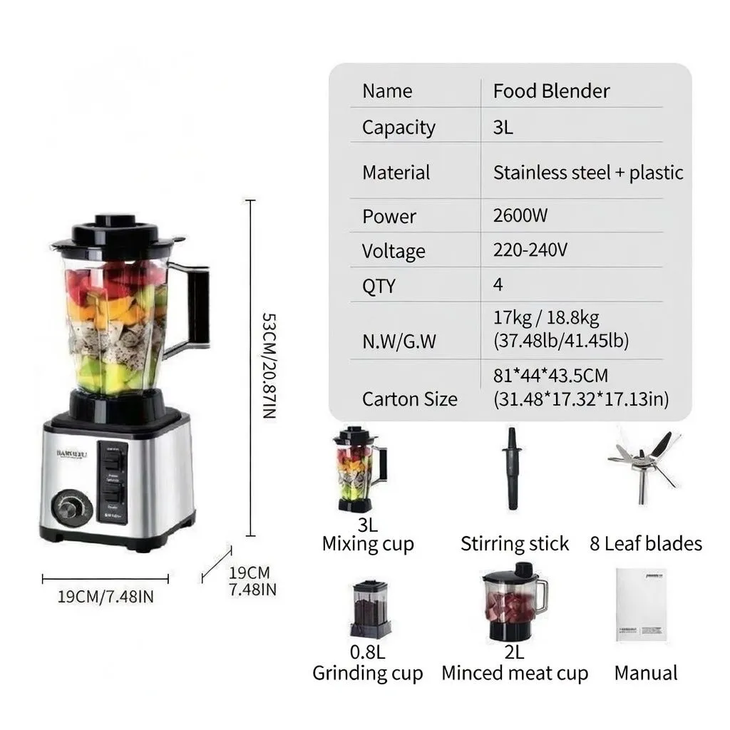 8-in-1 Multi-Function Blender with Copper Motor High Power Food Processor Smoothie Maker for Kitchen Use showcase 2