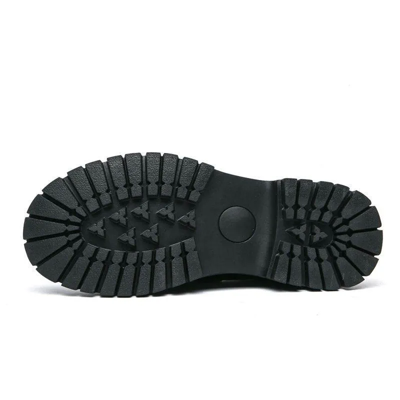 Korean Style Men’s Leather Loafers Slip On Platform Business Casual British Fashion Thick Sole Elevator Shoes thumbnail 10