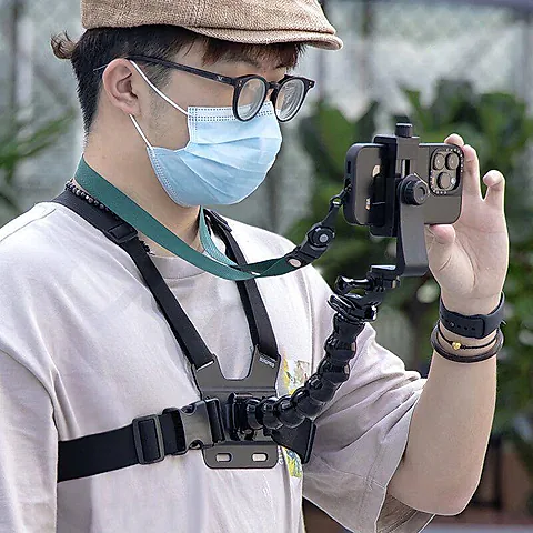 Chest-mounted phone holder, chest strap, first-person perspective camera, lure fishing vlog outdoor live video