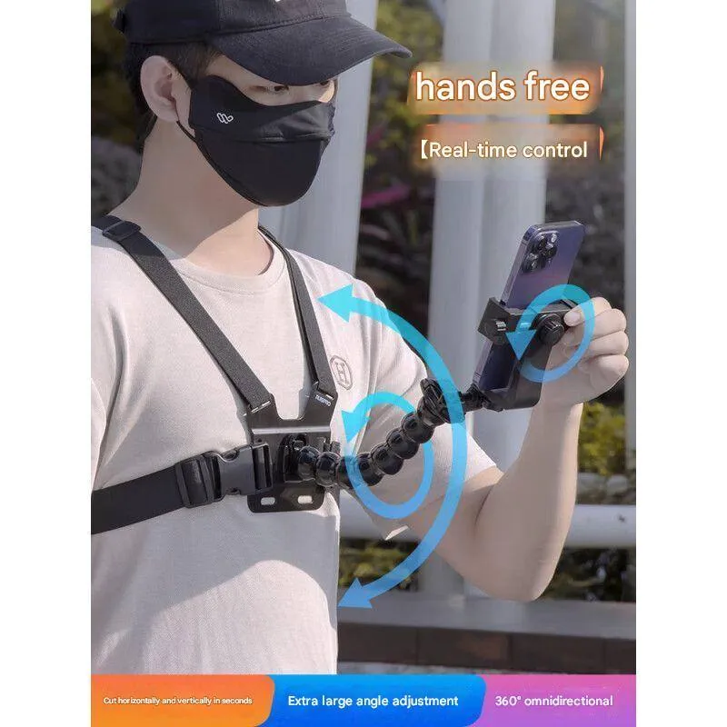 Chest-mounted phone holder, chest strap, first-person perspective camera, lure fishing vlog outdoor live video thumbnail 2