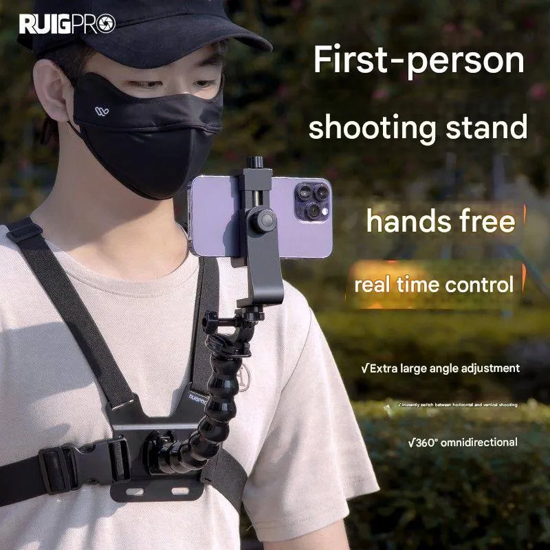 Chest-mounted phone holder, chest strap, first-person perspective camera, lure fishing vlog outdoor live video thumbnail 3