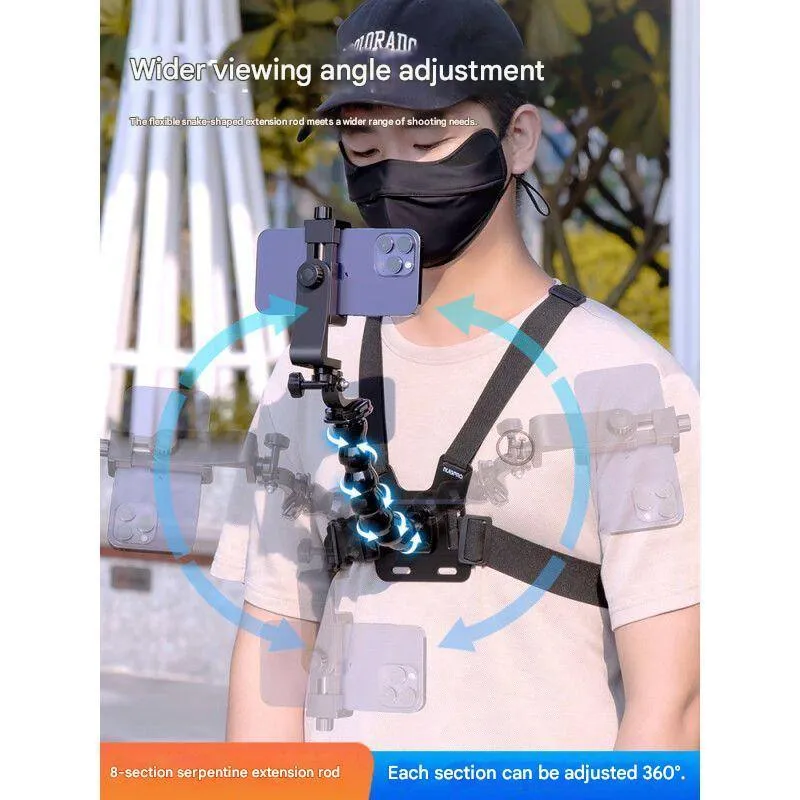 Chest-mounted phone holder, chest strap, first-person perspective camera, lure fishing vlog outdoor live video thumbnail 5