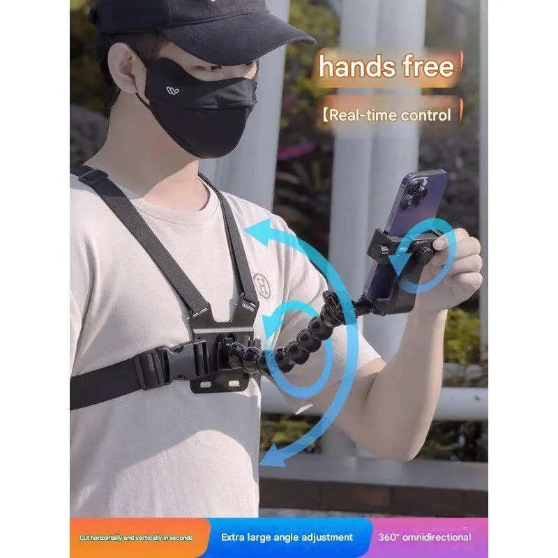 Chest-mounted phone holder, chest strap, first-person perspective camera, lure fishing vlog outdoor live video thumbnail 6