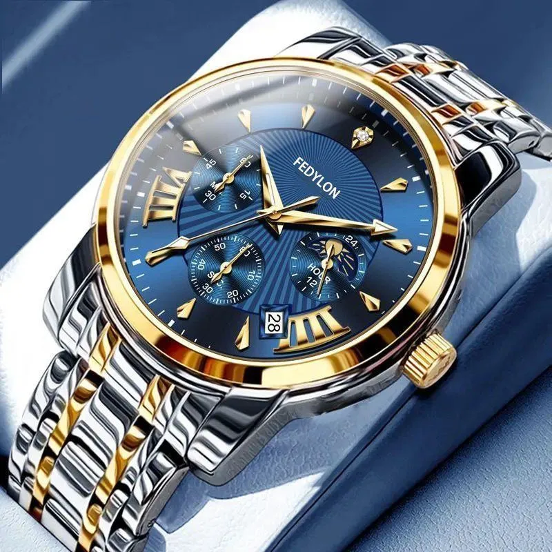 Swiss Style Automatic Mechanical Men’s Watch Waterproof Luminous Calendar Stainless Steel Business Luxury Wristwatch thumbnail 6