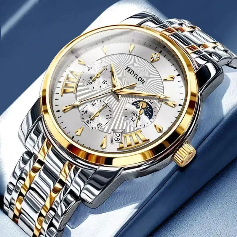 Swiss Style Automatic Mechanical Men’s Watch Waterproof Luminous Calendar Stainless Steel Business Luxury Wristwatch thumbnail 4