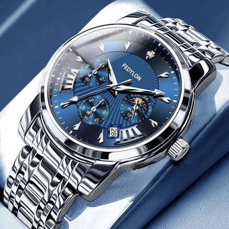 Swiss Style Automatic Mechanical Men’s Watch Waterproof Luminous Calendar Stainless Steel Business Luxury Wristwatch thumbnail 3