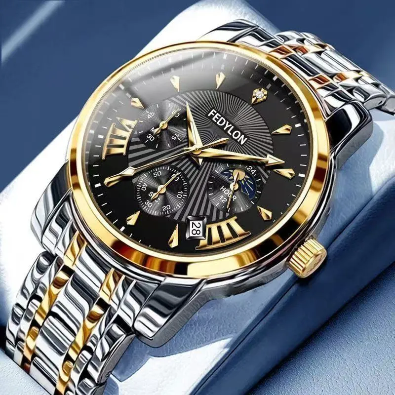 Swiss Style Automatic Mechanical Men’s Watch Waterproof Luminous Calendar Stainless Steel Business Luxury Wristwatch thumbnail 5