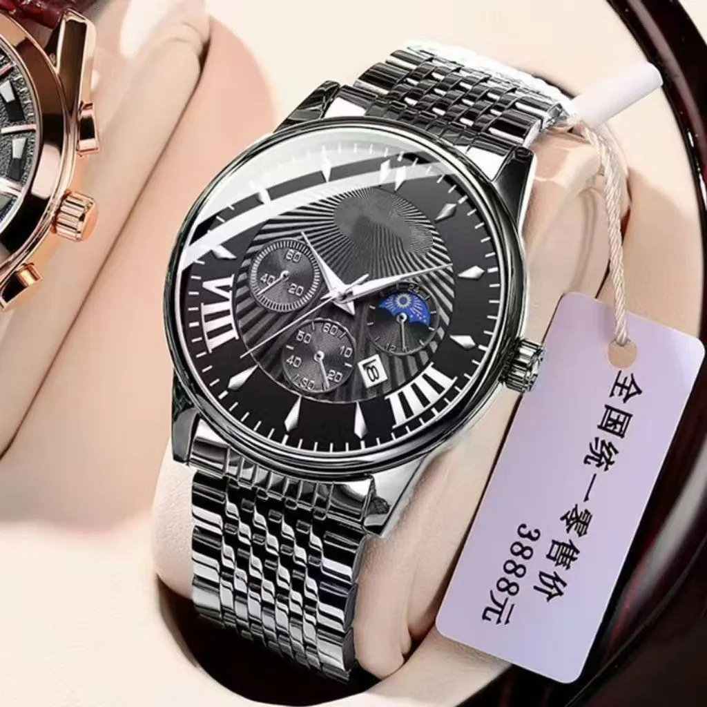 Swiss Style Automatic Mechanical Men’s Watch Waterproof Luminous Calendar Stainless Steel Business Luxury Wristwatch thumbnail 7
