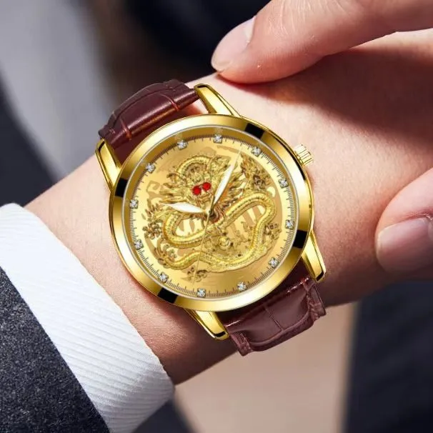 Dragon Year Fashion Men’s Quartz Watch Luxury Multi-Function Stainless Steel Business Trend Wristwatch thumbnail 4