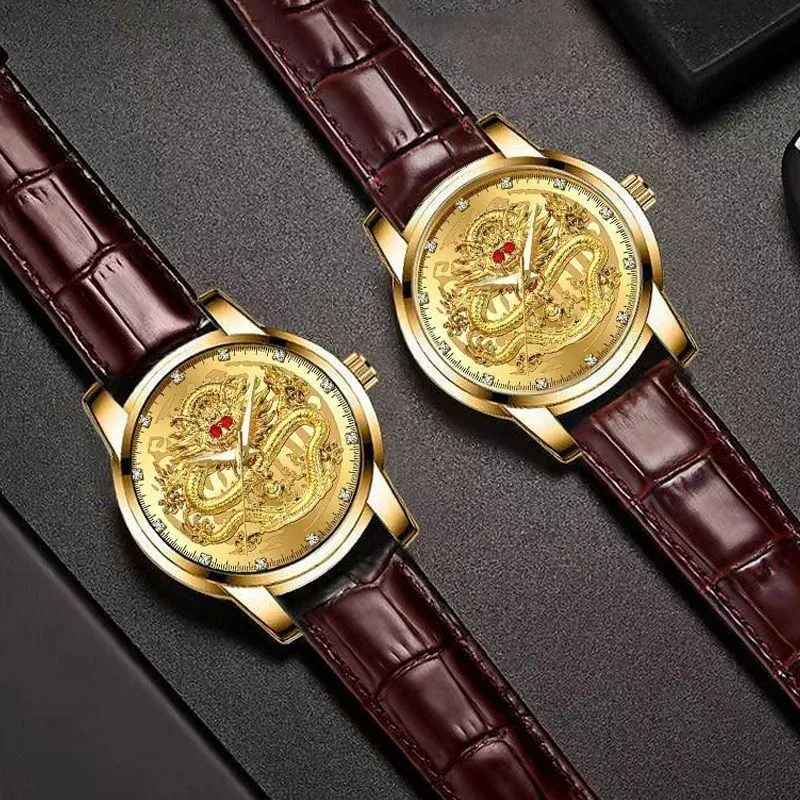 Dragon Year Fashion Men’s Quartz Watch Luxury Multi-Function Stainless Steel Business Trend Wristwatch thumbnail 7