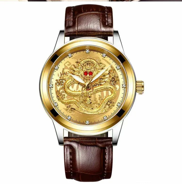 Dragon Year Fashion Men’s Quartz Watch Luxury Multi-Function Stainless Steel Business Trend Wristwatch showcase 4