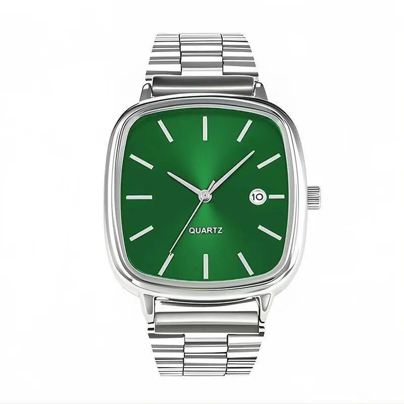 Square Metal Strap Wristwatch Minimalist Fashion Watch with Calendar Unisex Business Casual Watch thumbnail 5