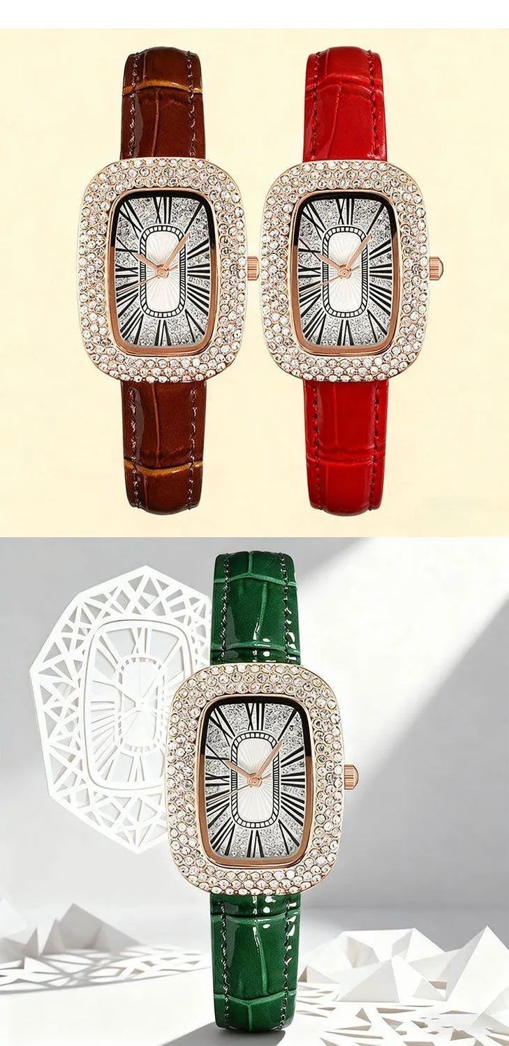 Luxury Women’s Starry Dial Watch Green Fashion Alloy Diamond Ladies Wristwatch Elegant Minimalist Timepiece showcase 3