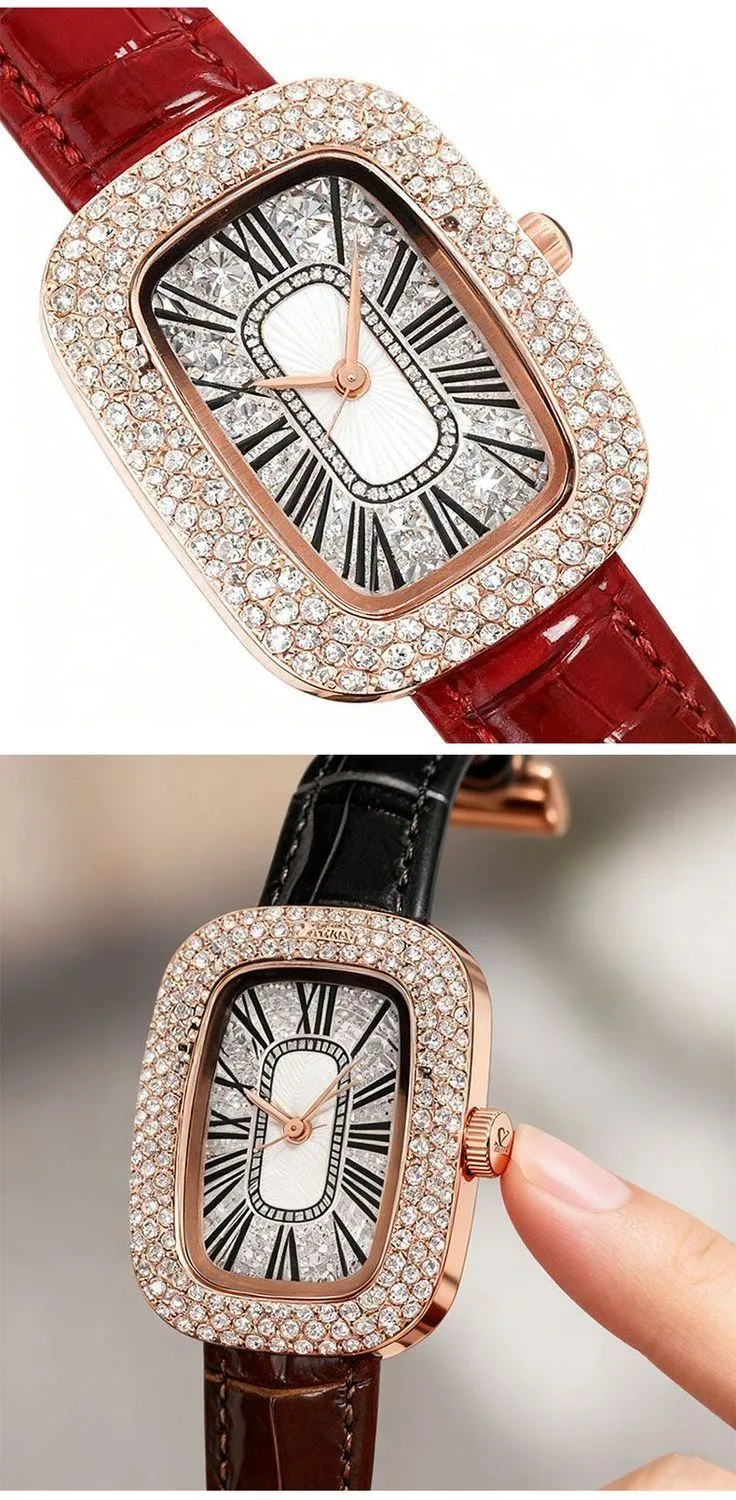 Luxury Women’s Starry Dial Watch Green Fashion Alloy Diamond Ladies Wristwatch Elegant Minimalist Timepiece showcase 5