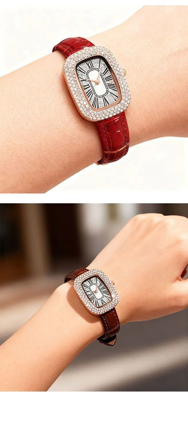 Luxury Women’s Starry Dial Watch Green Fashion Alloy Diamond Ladies Wristwatch Elegant Minimalist Timepiece showcase 6