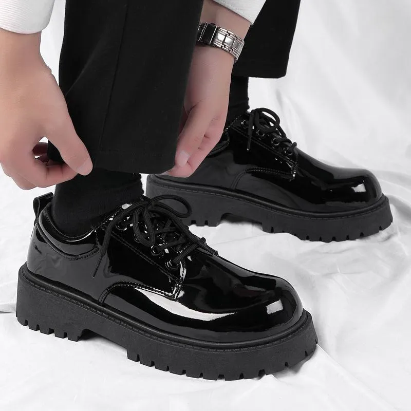 Men’s British Derby Leather Shoes Business Formal Dress Shoes Wide Toe Spring Fashion Casual Shoes thumbnail 9