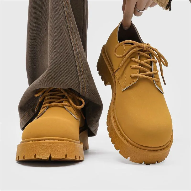 2026 Men’s British Style Derby Shoes Thick Sole Casual Leather Workwear Fashion Platform Dress Shoes thumbnail 1