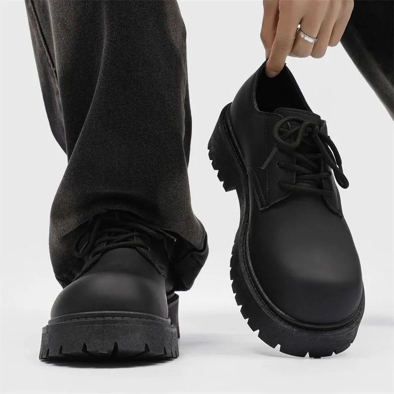 2026 Men’s British Style Derby Shoes Thick Sole Casual Leather Workwear Fashion Platform Dress Shoes thumbnail 2