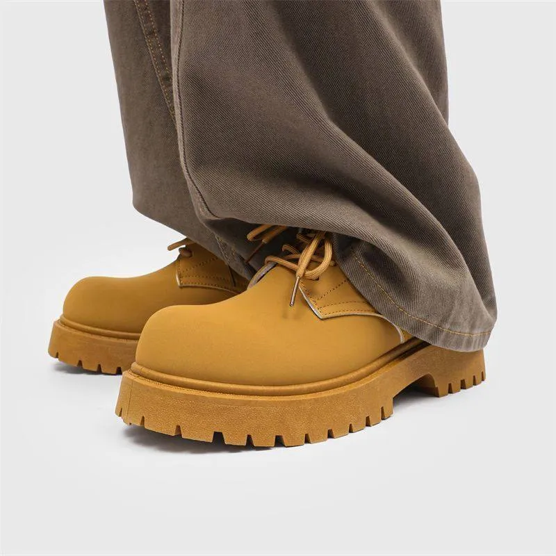 2026 Men’s British Style Derby Shoes Thick Sole Casual Leather Workwear Fashion Platform Dress Shoes thumbnail 3