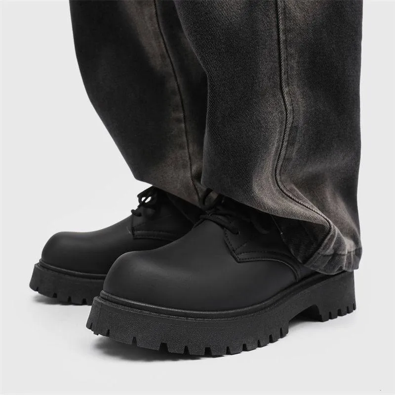 2026 Men’s British Style Derby Shoes Thick Sole Casual Leather Workwear Fashion Platform Dress Shoes thumbnail 4