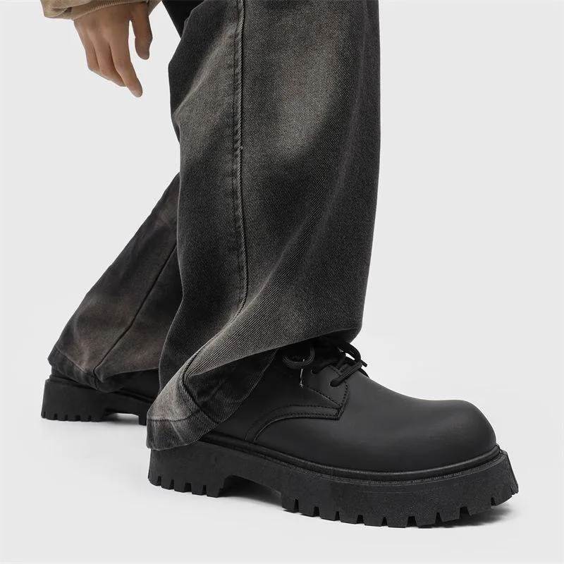 2026 Men’s British Style Derby Shoes Thick Sole Casual Leather Workwear Fashion Platform Dress Shoes thumbnail 5