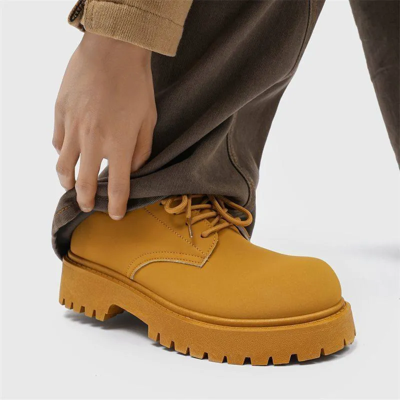 2026 Men’s British Style Derby Shoes Thick Sole Casual Leather Workwear Fashion Platform Dress Shoes thumbnail 6