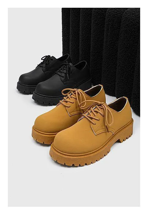 2026 Men’s British Style Derby Shoes Thick Sole Casual Leather Workwear Fashion Platform Dress Shoes showcase 2