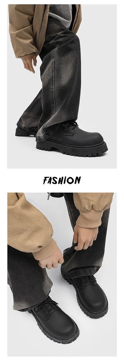 2026 Men’s British Style Derby Shoes Thick Sole Casual Leather Workwear Fashion Platform Dress Shoes showcase 3