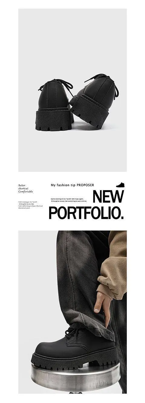 2026 Men’s British Style Derby Shoes Thick Sole Casual Leather Workwear Fashion Platform Dress Shoes showcase 4