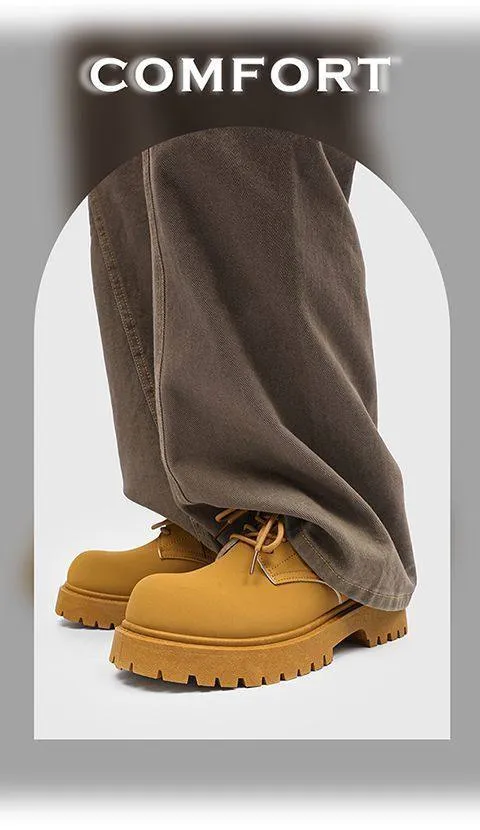 2026 Men’s British Style Derby Shoes Thick Sole Casual Leather Workwear Fashion Platform Dress Shoes showcase 5