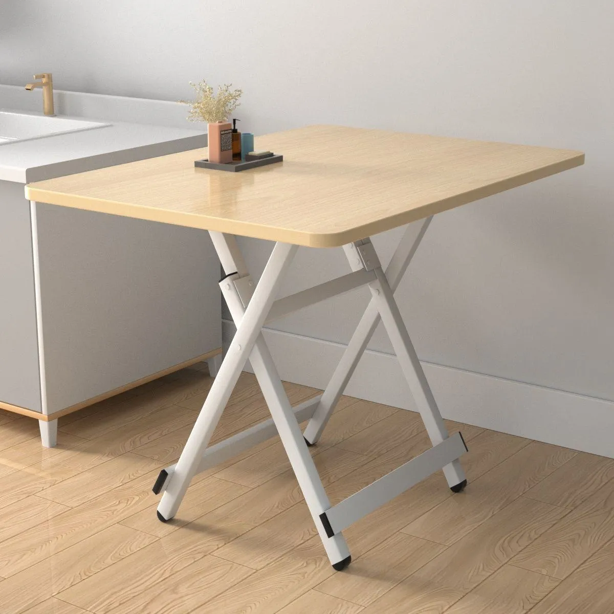 2026 Heavy-Duty Folding Square Table | Portable Space-Saving Desk for Dorms, Rentals & Outdoor Stalls | No-Assembly Compact Dining & Study Table (Unisex/Universal) showcase 1
