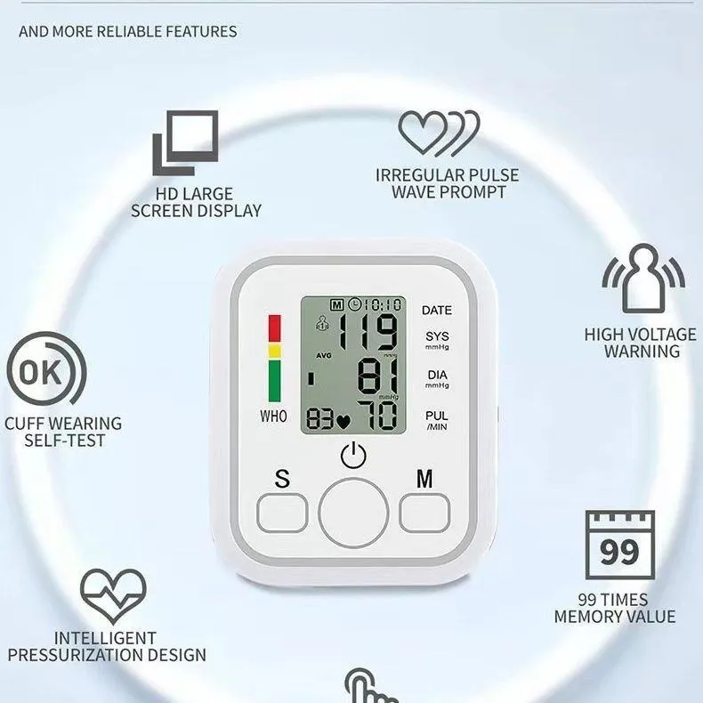 English electronic blood pressure monitor, accurate upper arm measurement device, fully automatic instrument, home use, medical, large screen blood pressure monitor. thumbnail 5