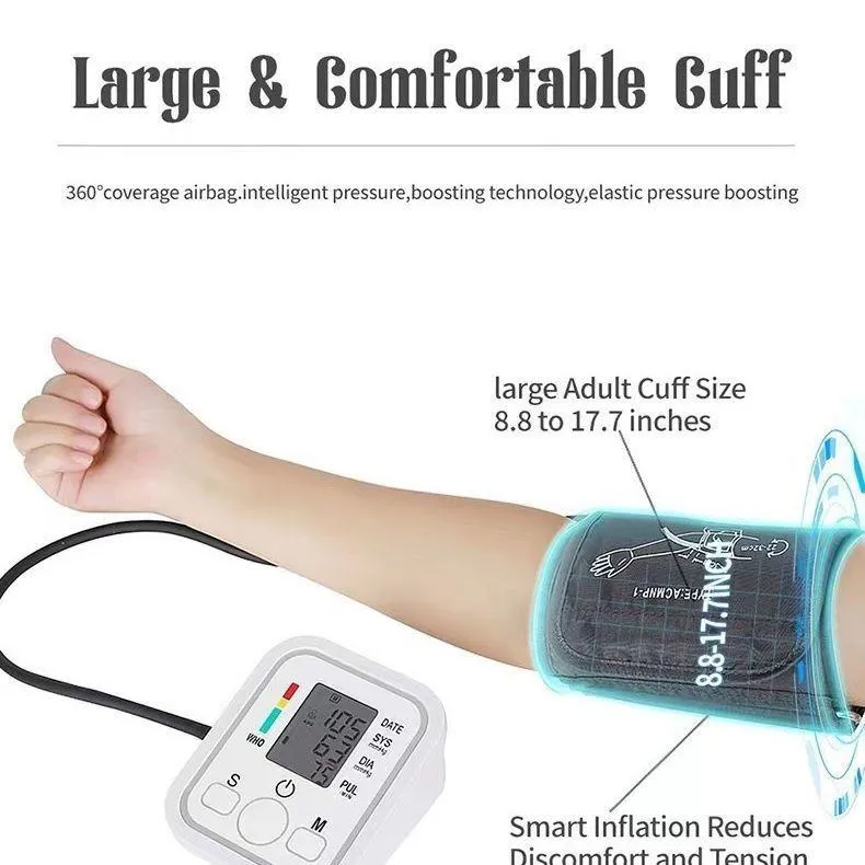 English electronic blood pressure monitor, accurate upper arm measurement device, fully automatic instrument, home use, medical, large screen blood pressure monitor. thumbnail 9