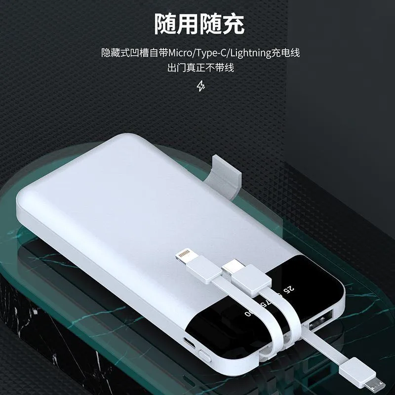 LC ZT20 Ultra Thin 10000mAh Power Bank Built In Cables Fast Charging Portable Charger Slim Design - Image 2