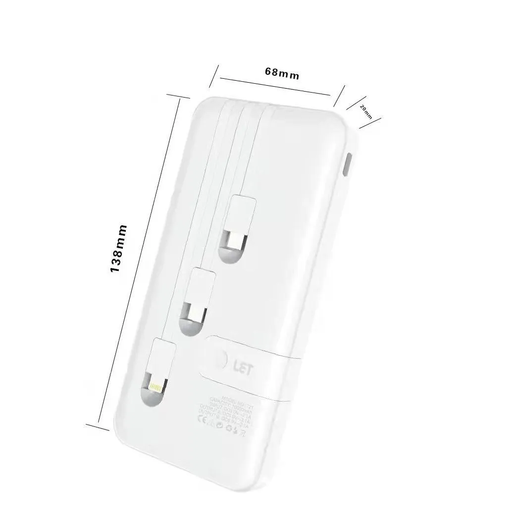 LC ZT20 Ultra Thin 10000mAh Power Bank Built In Cables Fast Charging Portable Charger Slim Design - Image 6