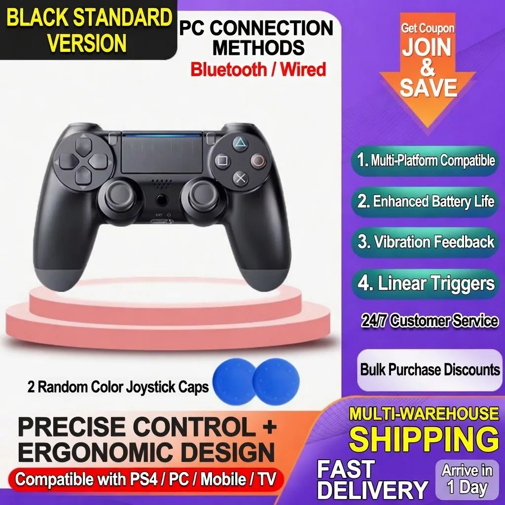 Wireless PS4 Gaming Controller Bluetooth Gamepad Dual Vibration Multi-Platform Game Controller with USB Receiver thumbnail 2