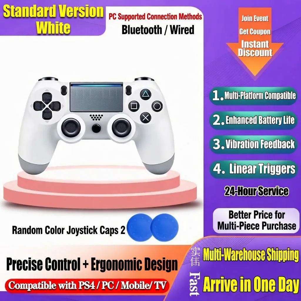 Wireless PS4 Gaming Controller Bluetooth Gamepad Dual Vibration Multi-Platform Game Controller with USB Receiver thumbnail 3
